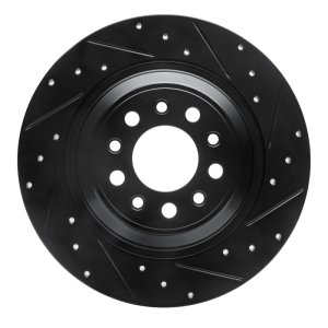 Jeep Cherokee Brake Rotor (1) - Rear Right - R1 Concepts - Drilled & Slotted - Black - `14-`23